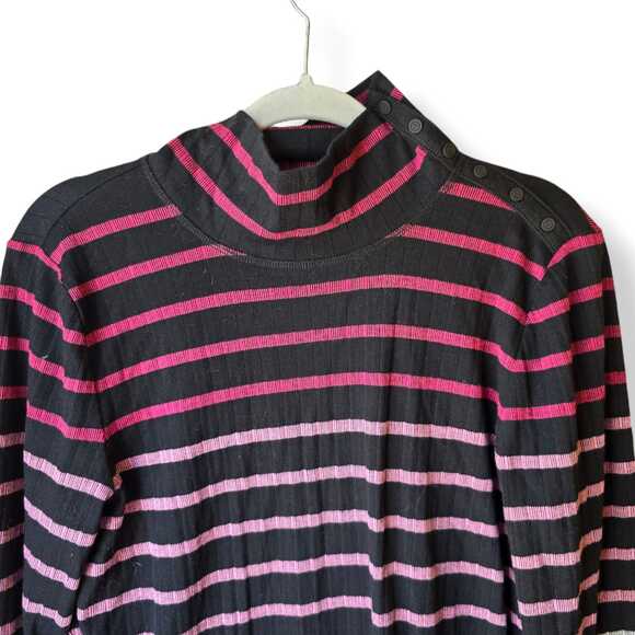 Talbots Multicolor Striped Sweater Pullover XL Purple Lightweight Mock Neck - Picture 2 of 5